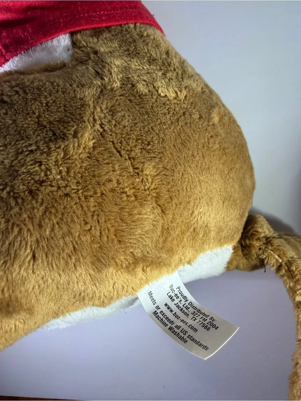 Adorable classic Buc-ee’s Beaver plush stuffed animal wearing his signature red